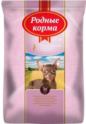 Родные корма сухой корм для взрослых собак малых пород с индейкой 10 кг. 